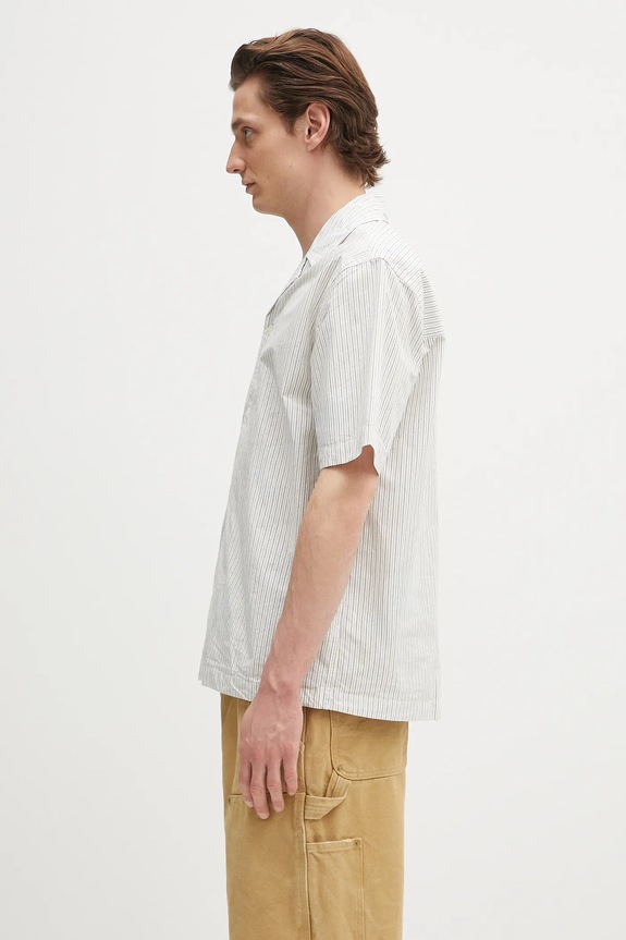 Norse Projects pamut ing Mads Poplin Stripe SS N40.0831.0957 fehér SS25
