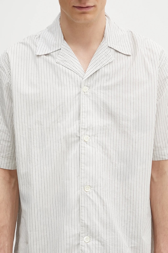 Norse Projects koszula bawełniana Mads Poplin Stripe SS biały N40.0831.0957