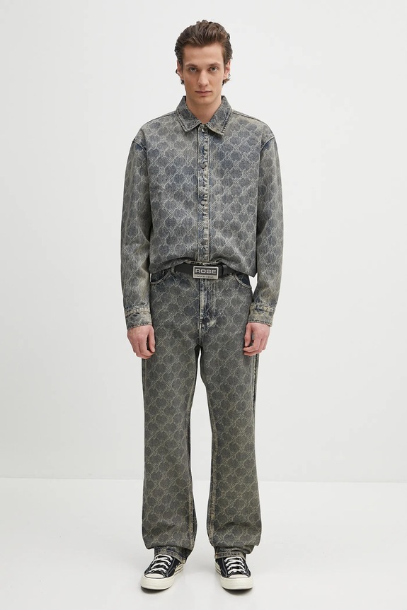 Daily Paper cămașă din bumbac Shield Laser Denim Shirt 2511154 albastru