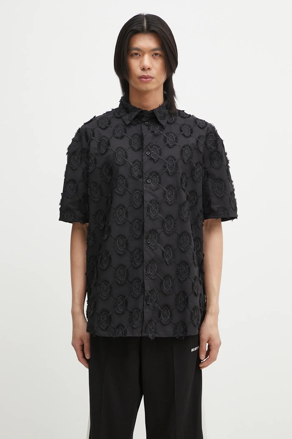 Daily Paper cămașă din bumbac Trophy Shield Ss Shirt casual negru 2511156