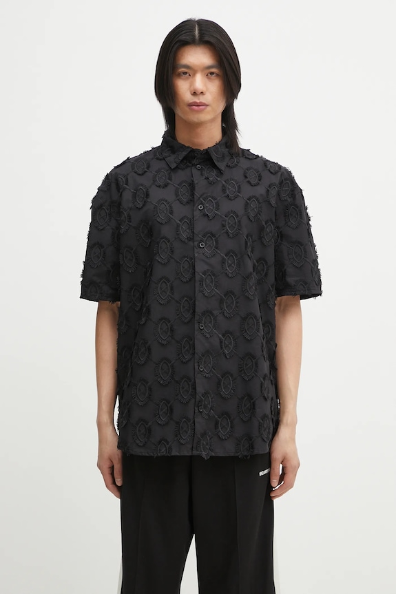 Daily Paper cămașă din bumbac Trophy Shield Ss Shirt casual negru 2511156