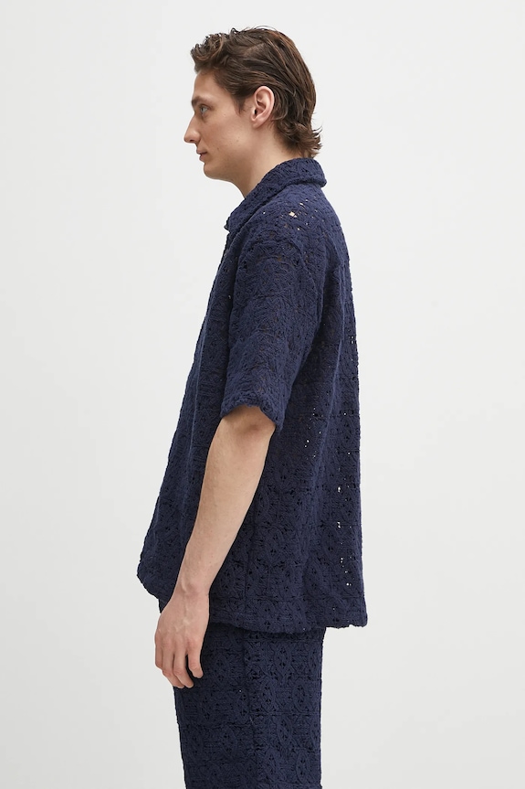 Daily Paper cămașă Lace Shield Ss Shirt 2511118 bleumarin SS25