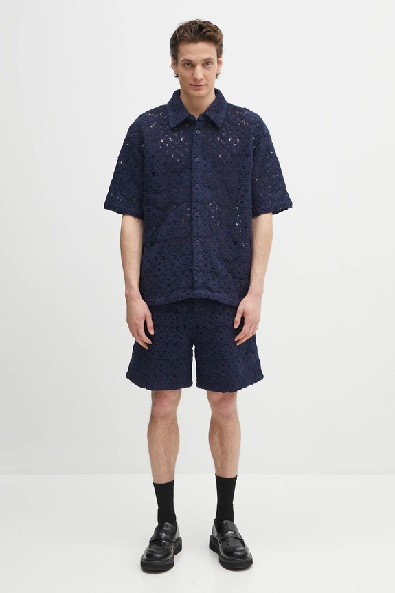Daily Paper cămașă Lace Shield Ss Shirt 2511118 bleumarin