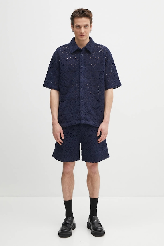Daily Paper cămașă Lace Shield Ss Shirt 2511118 bleumarin