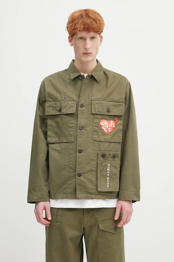 Pamučna košulja Human Made Military Shirt regular zelena HM29SH004