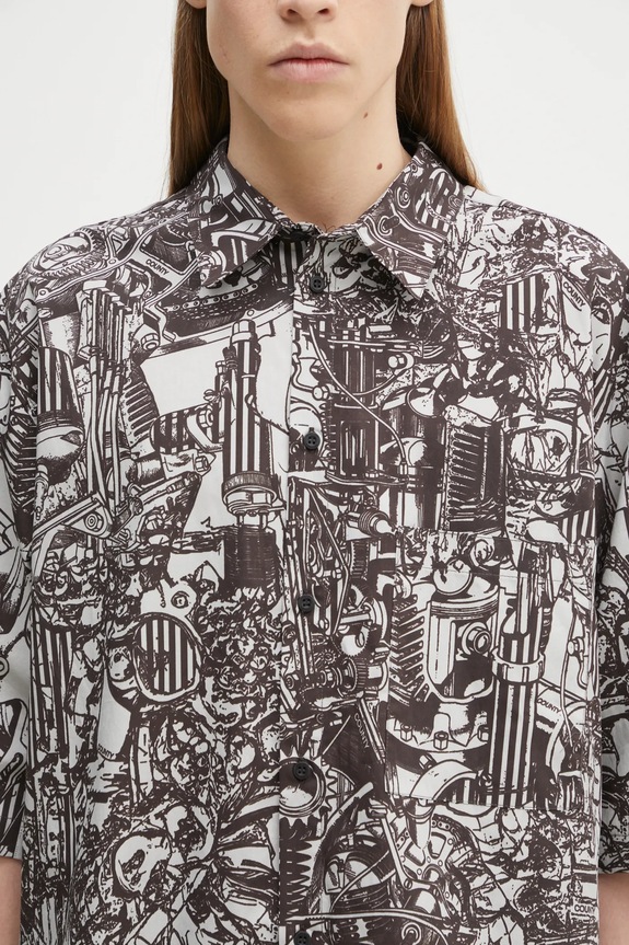 Pamučna košulja Marcelo Burlon Aop Mech Bowling Shirt Dark Grey Medium siva CMGG002S25FAB0010706