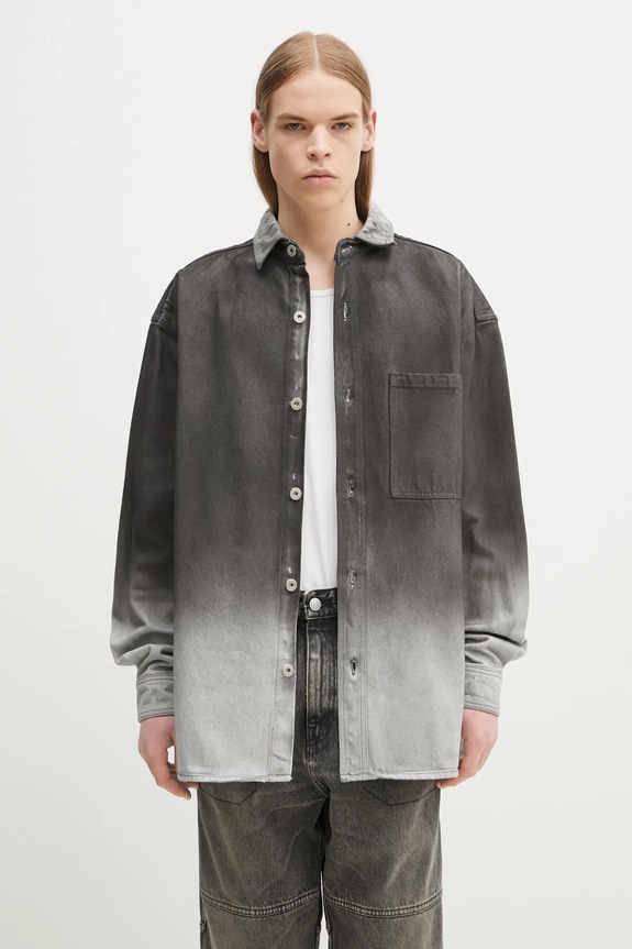 Marcelo Burlon farmering Gradient Denim Overshirt Black White pamut szürke CMYE01DS25DEN0011001