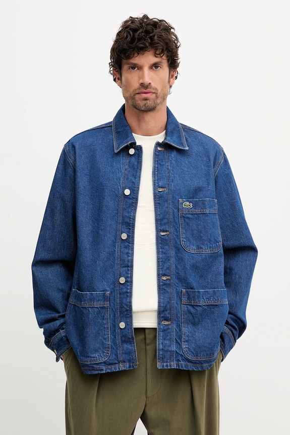 Lacoste camicia di jeans semplice blu navy CH9222