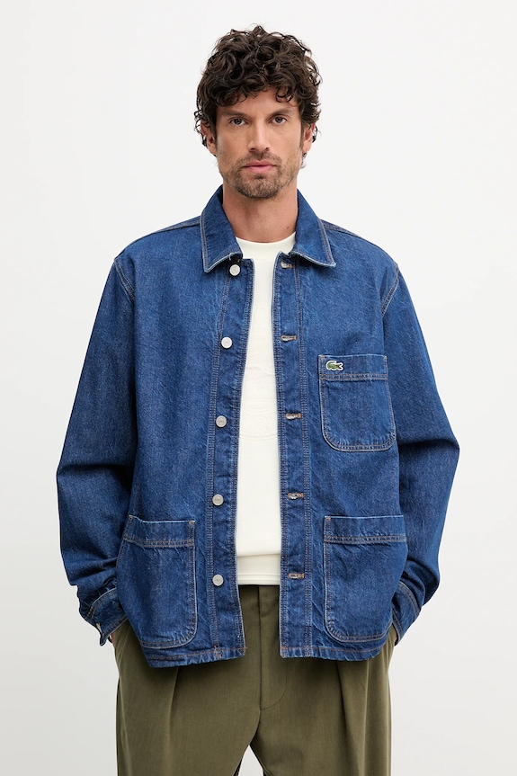 Lacoste camicia di jeans semplice blu navy CH9222
