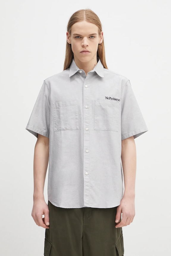 Pamučna košulja No Problemo SS Uniform Shirt relaxed siva NP4010303