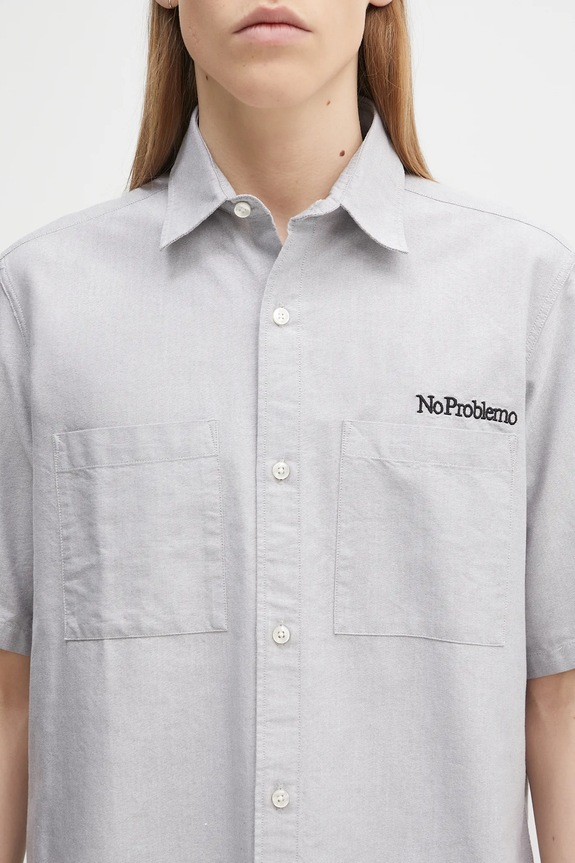 Bavlnená košeľa No Problemo SS Uniform Shirt sivá NP4010303