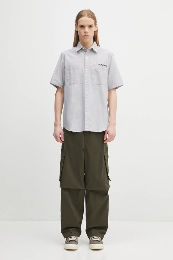 Bavlnená košeľa No Problemo SS Uniform Shirt NP4010303 sivá