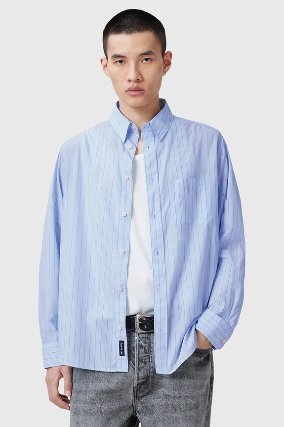 Bavlnená košeľa AllSaints MARCEL regular modrá M042SC