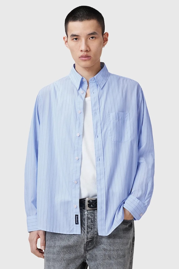 Bavlnená košeľa AllSaints MARCEL regular modrá M042SC