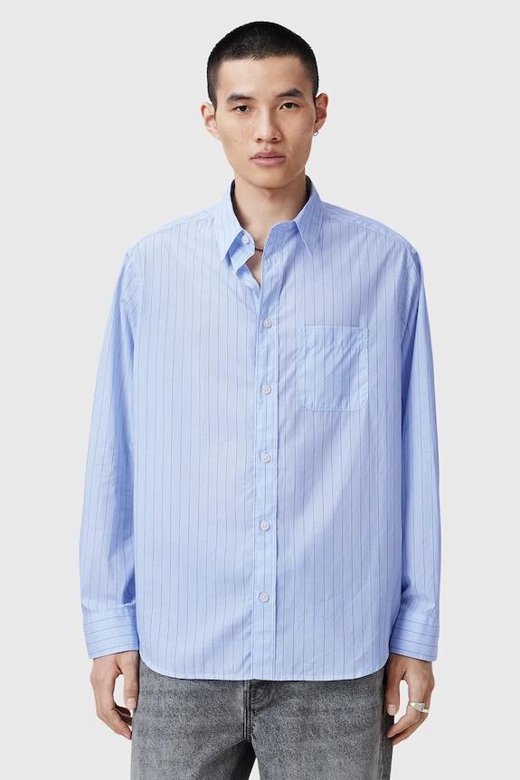 Oblečenie Bavlnená košeľa AllSaints MARCEL M042SC modrá