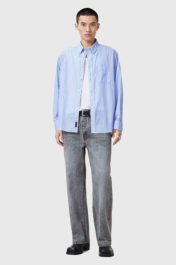 Bavlnená košeľa AllSaints MARCEL M042SC modrá