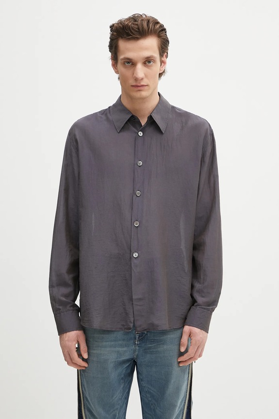 Our Legacy silk blend shirt Beyond classic navy M2252BC