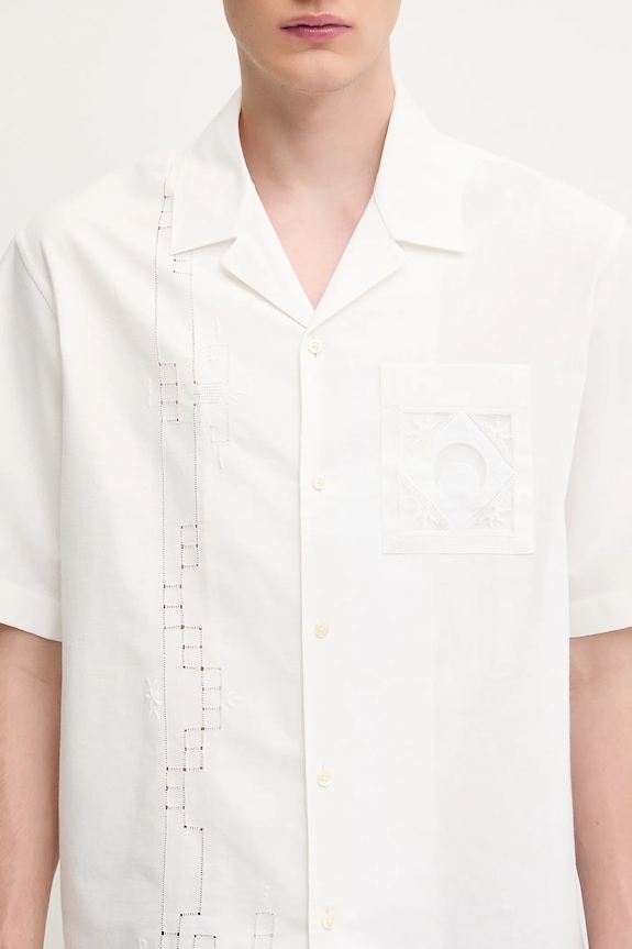 Marine Serre cotton shirt Regenerated Household Linen Bowling white USI016A.UWOV0007