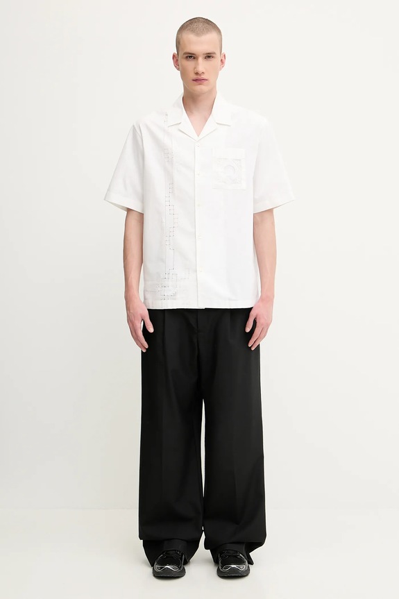 Marine Serre cotton shirt Regenerated Household Linen Bowling USI016A.UWOV0007 white