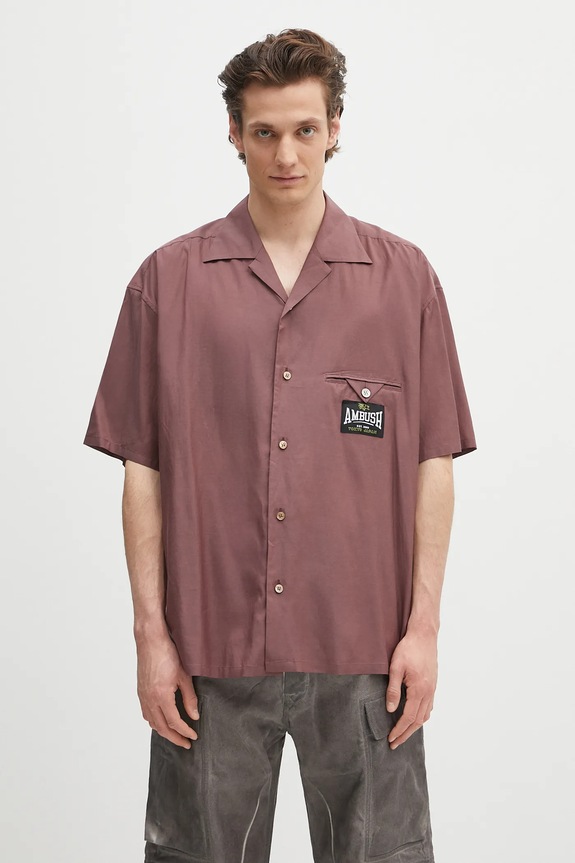 AMBUSH koszula S/S Satin Shirt pozostałe bordowy 12115311
