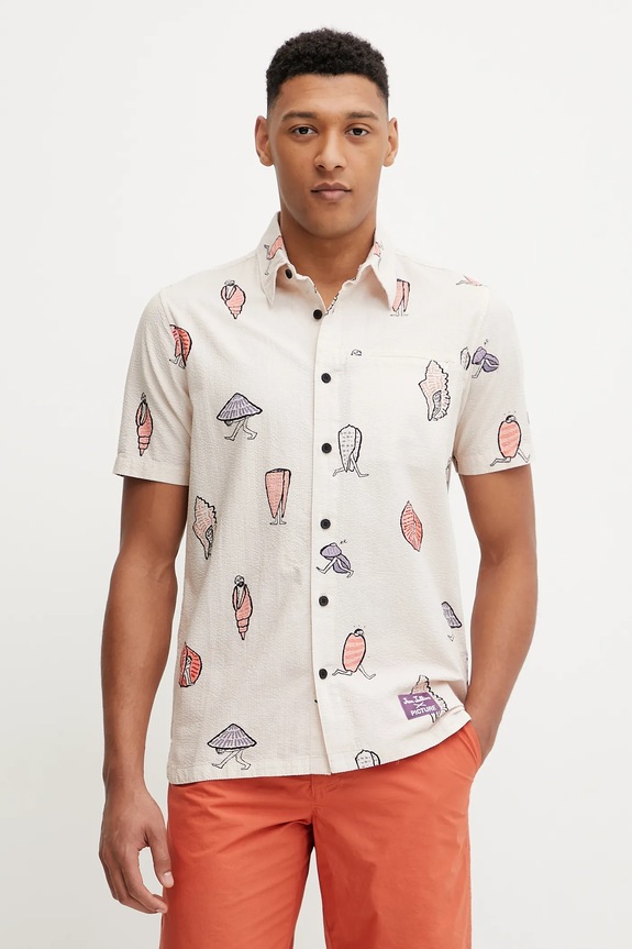 Βαμβακερό πουκάμισο Picture Jean Julien casual μπεζ MTS1306