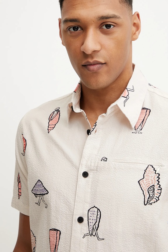 Βαμβακερό πουκάμισο Picture Jean Julien μπεζ MTS1306