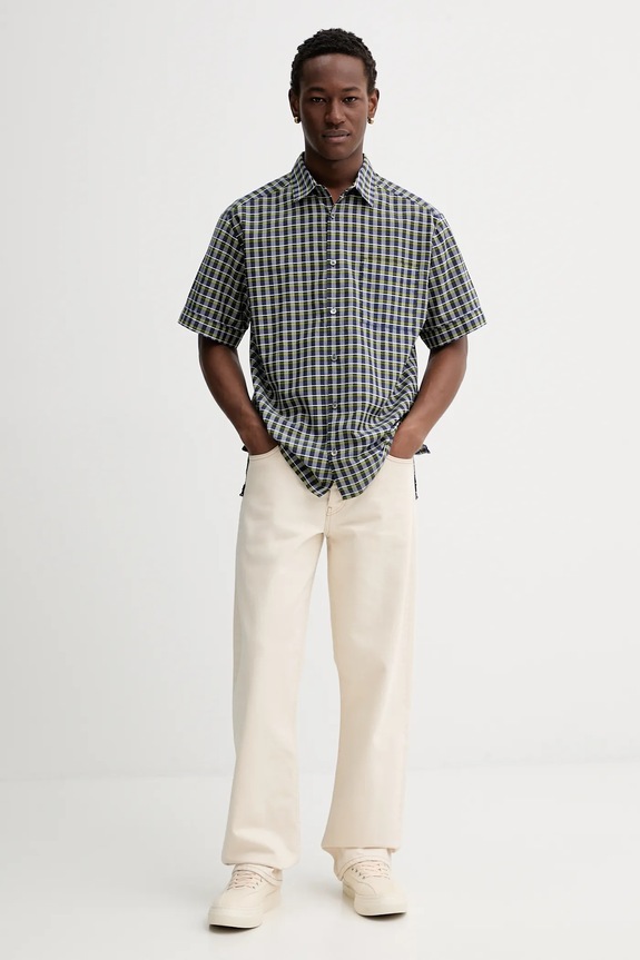 A.P.C. cămașă din bumbac Chemisette Ross COHGA.H12541 bleumarin SS25