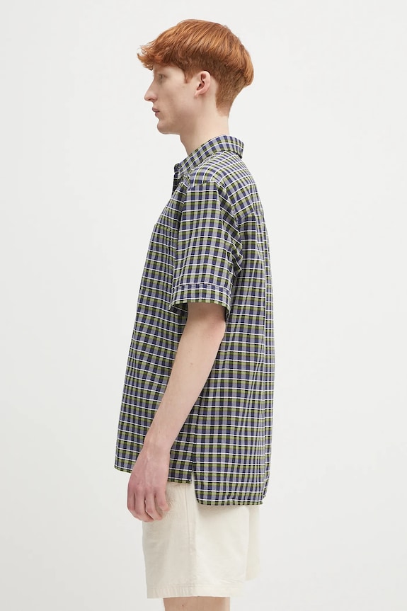 A.P.C. koszula bawełniana Chemisette Ross COHGA.H12541 granatowy SS25