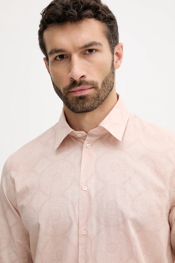 Βαμβακερό πουκάμισο United Colors of Benetton πορτοκαλί 5UBMUQ04A