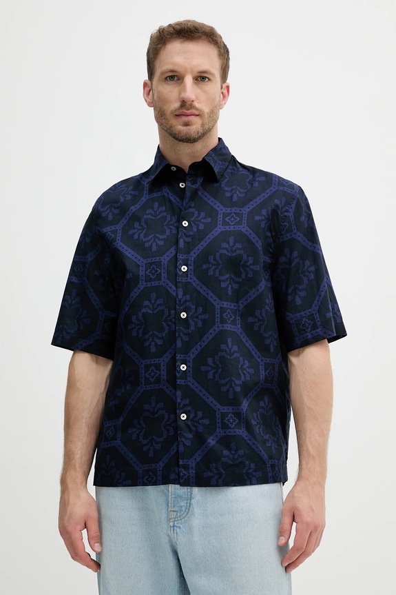 Βαμβακερό πουκάμισο United Colors of Benetton casual σκούρο μπλε 5UBMUQ05P