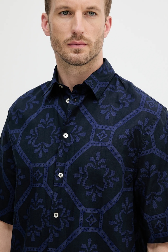 Βαμβακερό πουκάμισο United Colors of Benetton σκούρο μπλε 5UBMUQ05P