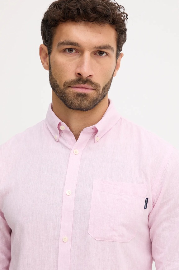 Lindbergh koszula lniana różowy 30.220276
