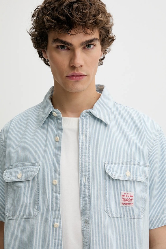 Βαμβακερό πουκάμισο Levi's SS DALTON WORKER WW μπλε 001TA