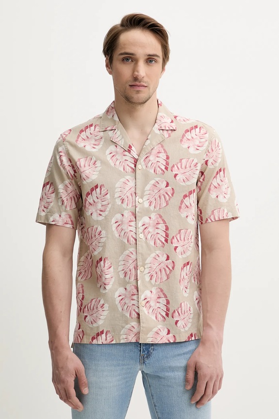 Marc O'Polo camicia di lino regolare beige 524736941062