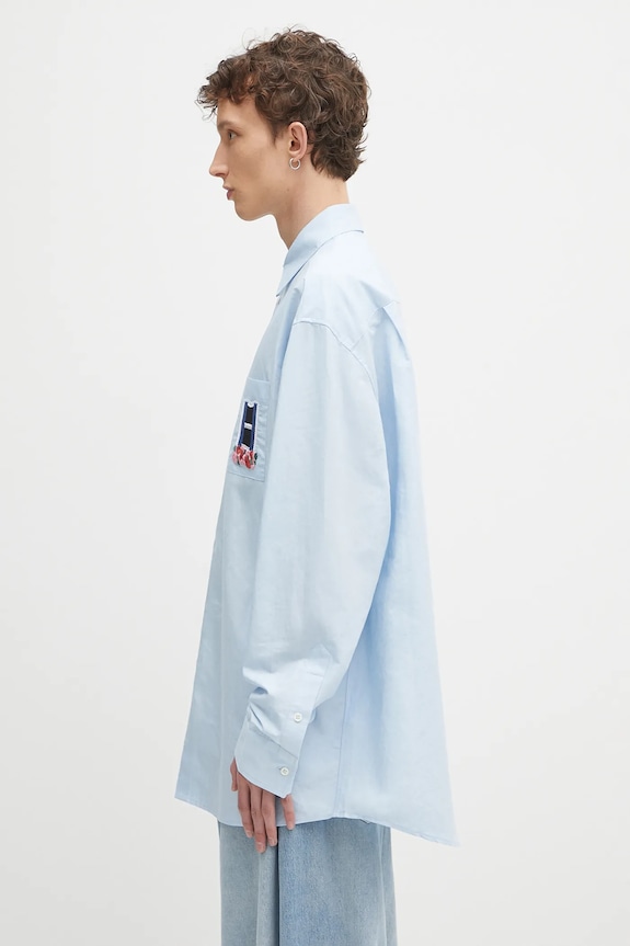 JW Anderson koszula bawełniana Window Embroidery SH0352.PG1698.804 niebieski SS25