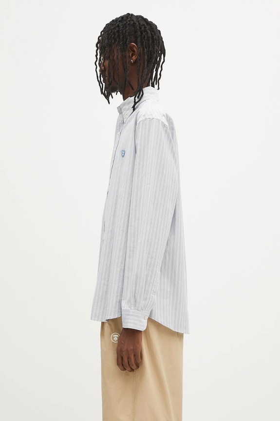 Bavlnená košeľa Human Made Striped Bd Shirt HM29SH011 modrá SS25