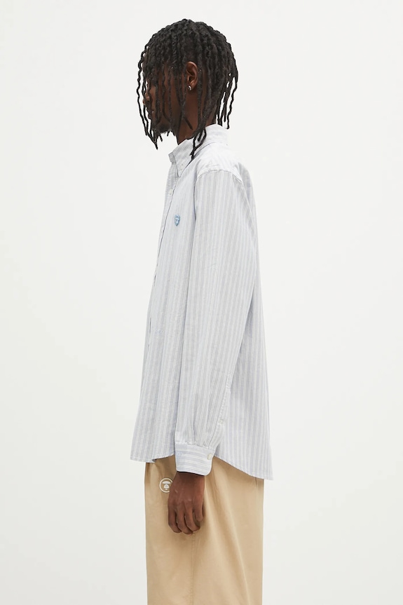 Bavlnená košeľa Human Made Striped Bd Shirt HM29SH011 modrá SS25