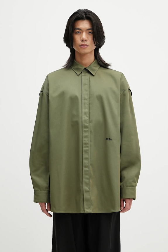 032C camicia 'Steaming: Optional' rilassato verde S25.URW.1306.400