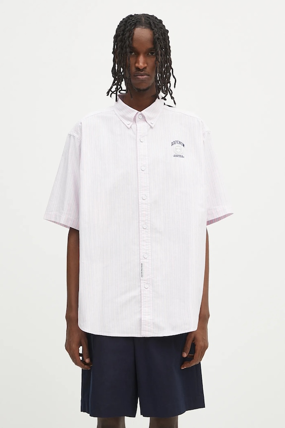 Bavlněná košile AAPE Now Short regular růžová AAPSRM8517XXO