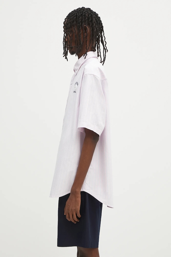 Bavlněná košile AAPE Now Short AAPSRM8517XXO růžová SS25