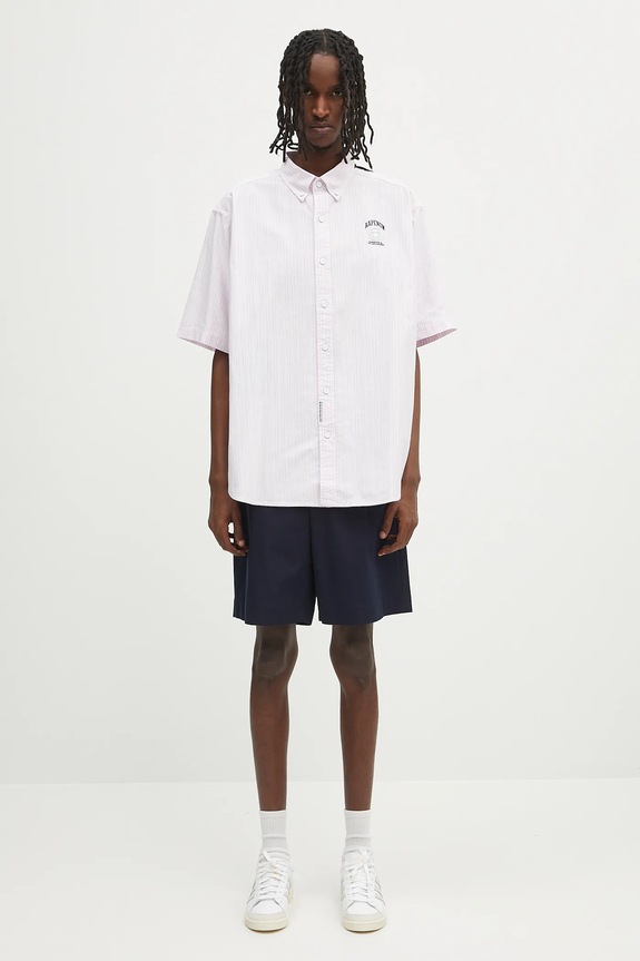 Bavlněná košile AAPE Now Short AAPSRM8517XXO růžová