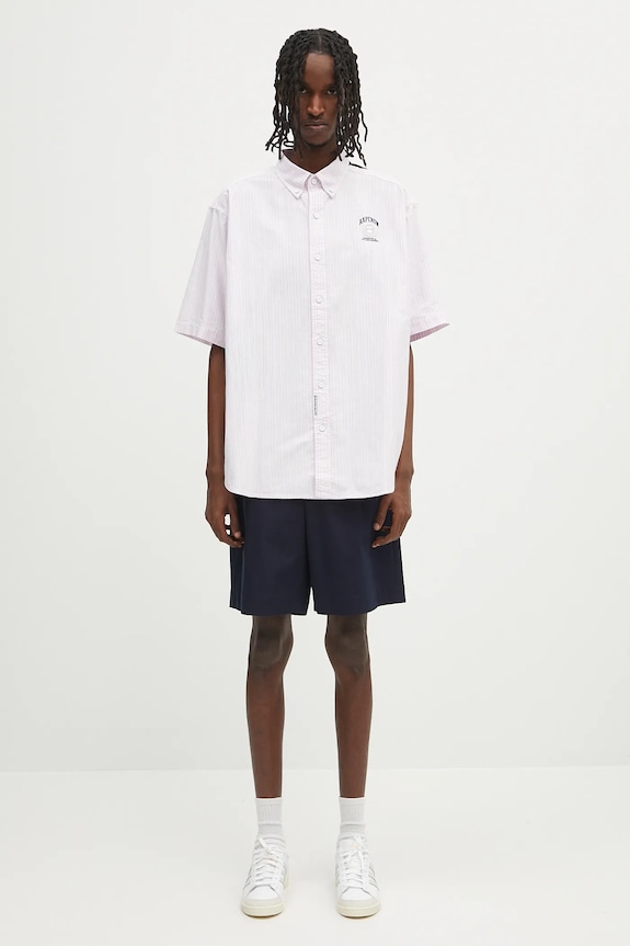 Bavlněná košile AAPE Now Short AAPSRM8517XXO růžová