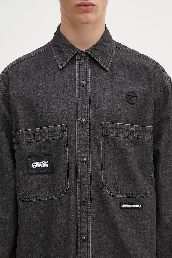 Traper košulja AAPE Now Long crna AAPSTM8511XXO