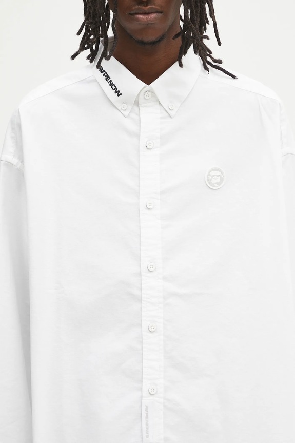 Хлопковая рубашка AAPE Now Long Sleeve белый AAPSTM8496XXN
