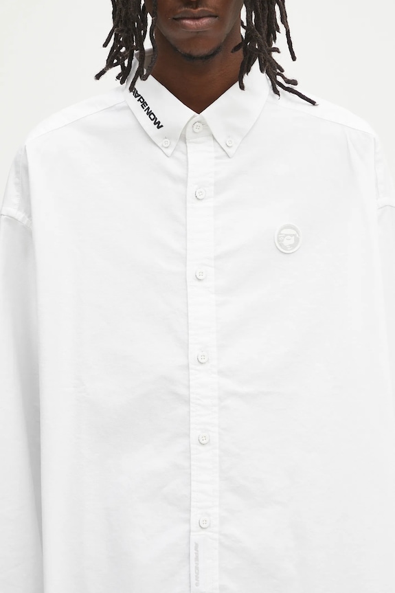 Хлопковая рубашка AAPE Now Long Sleeve белый AAPSTM8496XXN