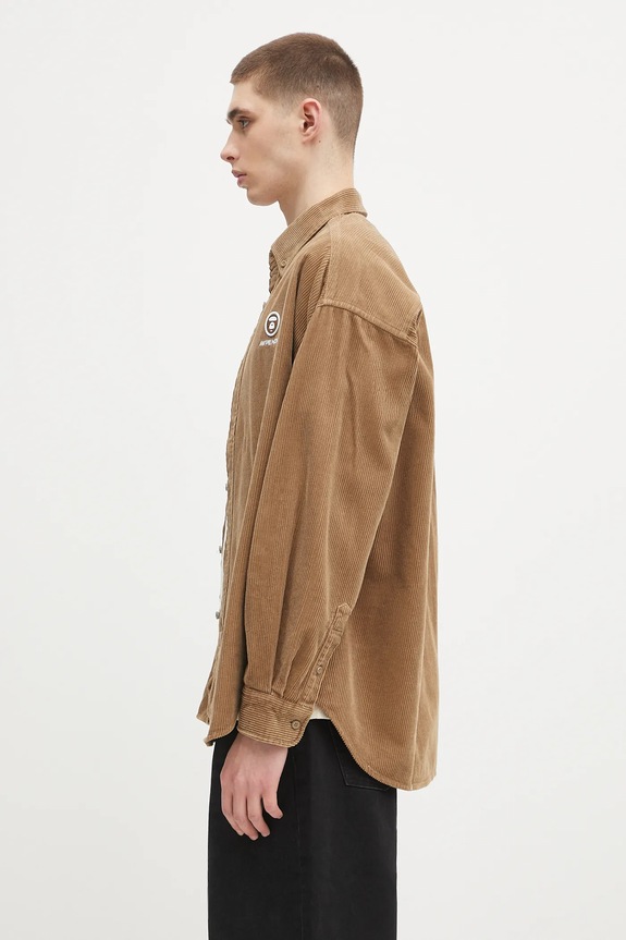 AAPE corduroy shirt Now Long Sleeve AAPSTM8499XXN brown SS25