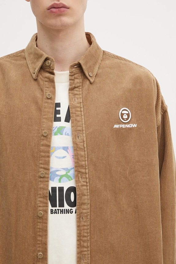 AAPE corduroy shirt Now Long Sleeve brown AAPSTM8499XXN