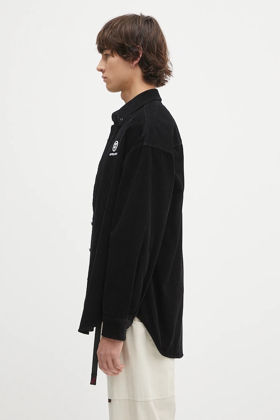 Вельветова сорочка AAPE Now Long Sleeve AAPSTM8499XXN чорний SS25