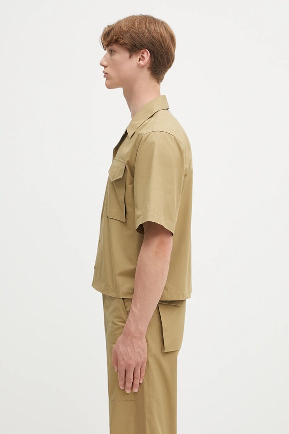 Bavlnená košeľa Helmut Lang BOXY.FIELD.SHRT.COMP P01HM504 zelená SS25