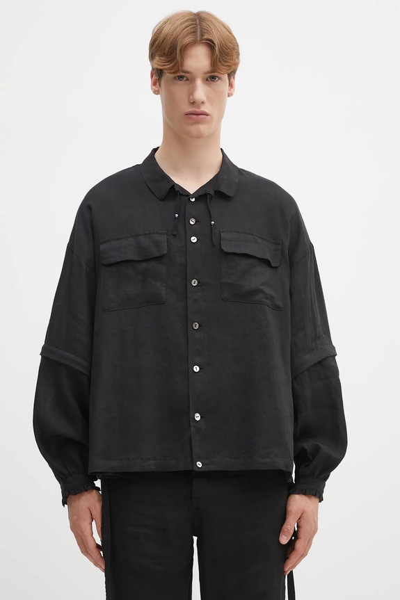 Undercover camicia di lino Shirt blouse rilassato nero UC1E4408.1